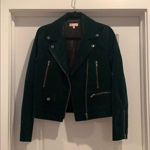 Emerald green velour military jacket